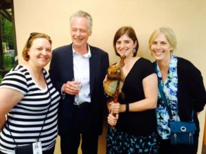 Former Fellow Sarah Navarro, current Fellow Janet Shedd (from Lexington) and I introduce Sven-Olof Lindblad to Gabriel the potto prior to his presentation.