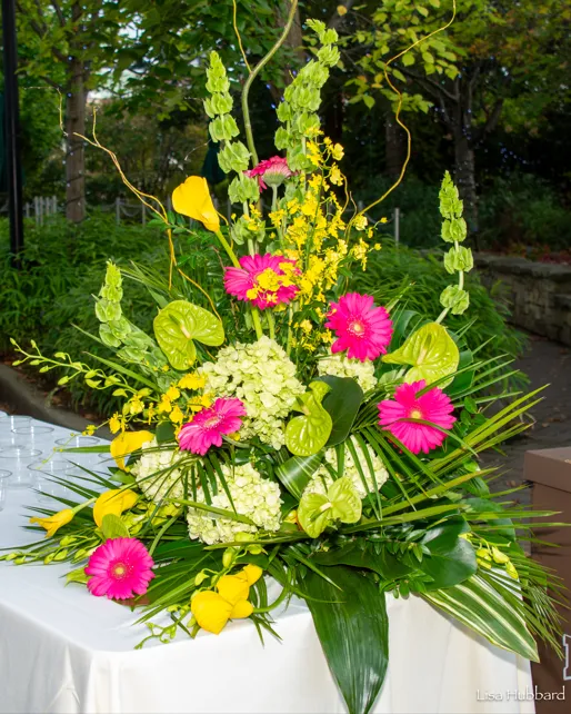 flower arrangement on table