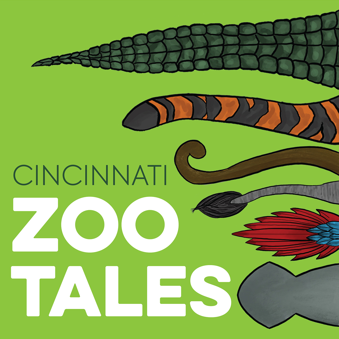 Zoo tales podcast logo showing different types of animal tails