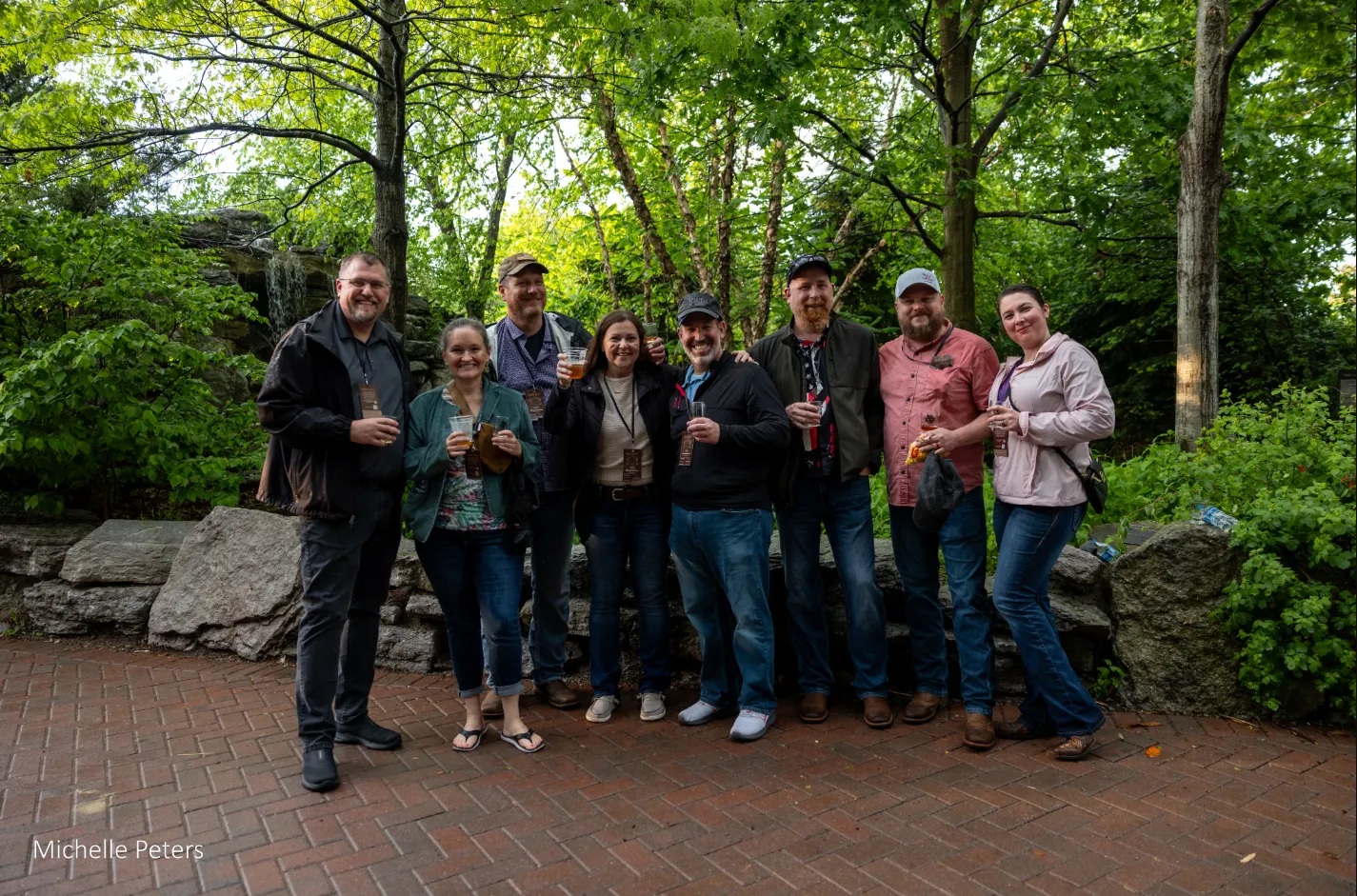 group of adult friends at the zoo
