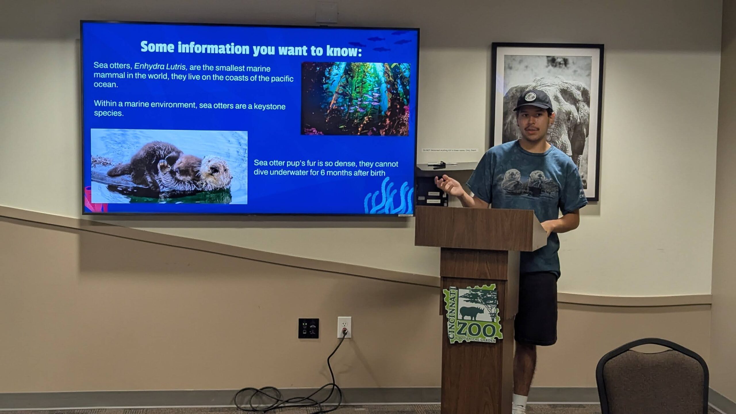 Fellow Gabriel (Elakha Alliance) presenting on sea otters