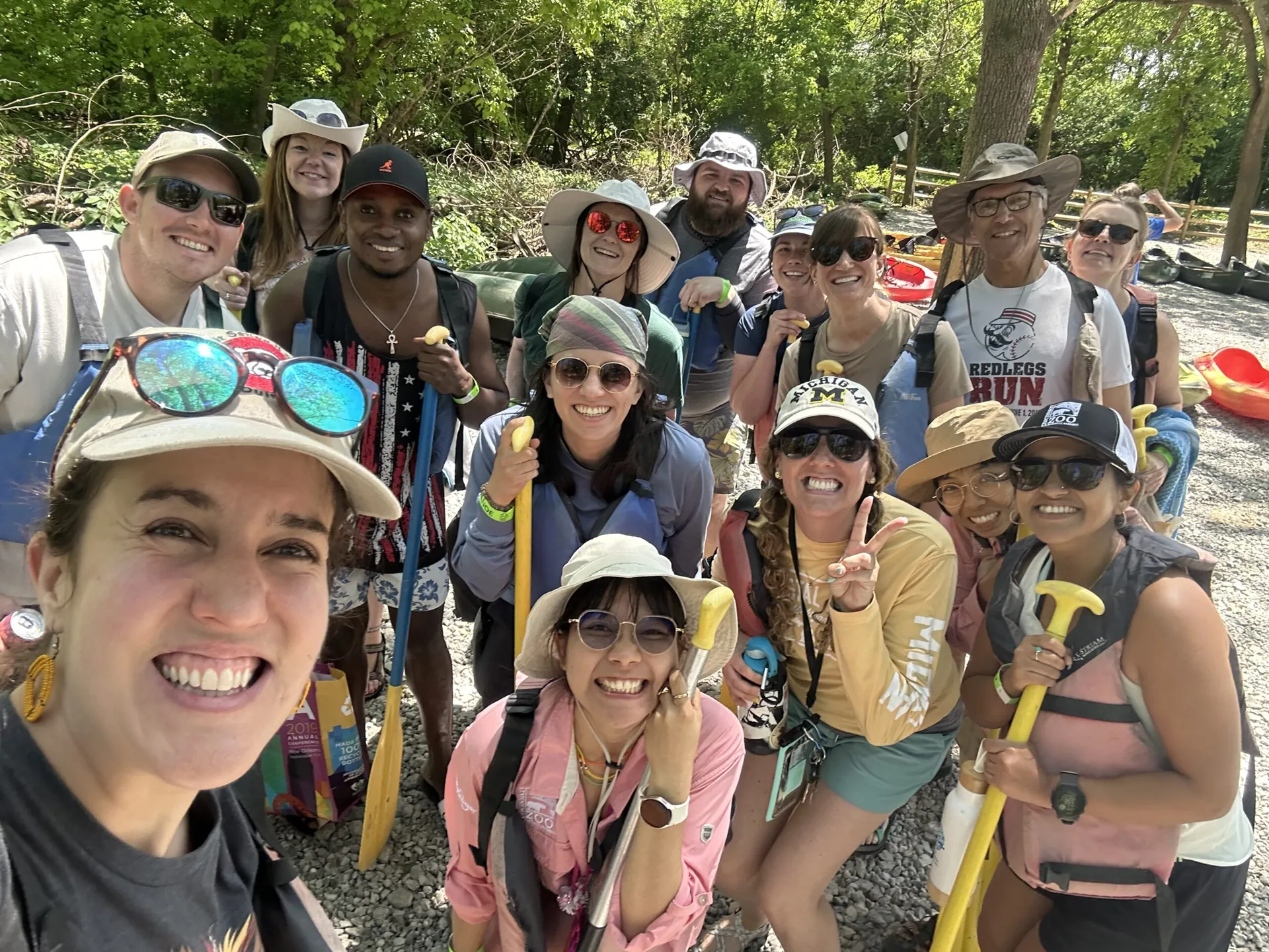 fellows group photo posing while on a kayak adventure